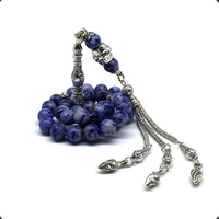 ALBATROSART -Rain Series -  (8mm -33 Beads) Worry Beads-Prayer Beads-Tesbih-Tasbih-Tasbeeh-Misbaha-Masbaha-Subha-Rosary (Blue Spot Natural Stone -8mm 33- Beads)