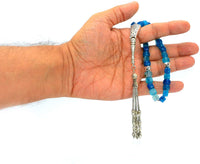 SQUARE COLLECTION Blue Agate Stone Worry Beads - Prayer Beads - Tesbih -Tasbih (8 mm-33 Beads)