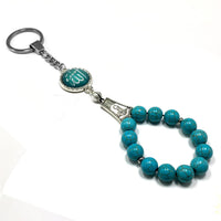 ALBATROSART -Keychain Collection with Allah -Handbag Holders (10mm Diameter Turquoise Beads)