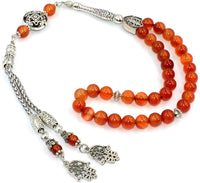 Red Agate Stone Prayer Beads - Tesbih - Tasbih - Tasbeeh - Misbaha - Masbaha (8 mm-33 beads)