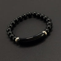 ALBATROSART - Handmade Bracelet Collection - (Ethnic Wallet Gift) (Black Agate Natural Stone Bracelet -8 mm-)