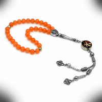 Orange Aventurine Natural Stone Prayer Beads (8 mm-33 beads) Tesbih-Tasbih-Tasbeeh-Misbaha-Masbaha