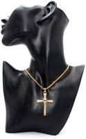 Rhinestone Gold Yellow Plated Cross Necklace