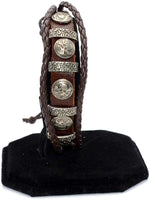 NEW BRACELET SERIES Vintage Unisex Leather Bracelet Punk Silver Skull Pattern (ETHNIC WALLET GIFT)