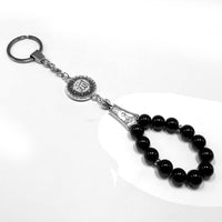 ALBATROSART -Keychain Collection with Allah -Handbag Holders (10mm Black Glass Beads)