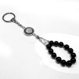 ALBATROSART -Keychain Collection with Allah -Handbag Holders (10mm Black Glass Beads)