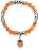 New Style Eagle Clawed Orange Aventurine Bracelet -6 mm Beads- (Ethnic Wallet Gift)