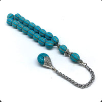 Relaxing Stress Relief Big Beads Prayer Beads, Worry Beads, EFE Tesbih, Maskot Tesbih, Tasbih, Rosary (12 mm - 17 Turquoise Pumpkin Beads)