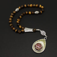 -Orient Collection-Prayer Beads-Worry Beads-Tesbih-Tasbih-Tasbeeh-Misbaha-Masbaha-Subha-Rosary (Tiger Eye Natural Stone-Allah Tassel -8mm 33 Beads)