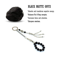 Black Onyx Worry Beads & Keychain Together -Stress Worry Beads - Tesbih-Tasbih (ETHNIC WALLET GIFT)