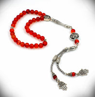 Red Agate Stone Prayer Beads - Tesbih - Tasbih - Tasbeeh - Misbaha - Masbaha (8 mm-33 beads)