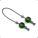 ALBATROSART Design - Greek KOMBOLOI Series- Worry Beads Begleri Pony Anxiety Beads Rosary Relaxation Stress Relief (Green Lampwork Round Glass Beads -16 mm-)