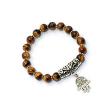 New Style Tiger Eye Beads Bracelet with Hamsa (Ethnic Wallet Gift)