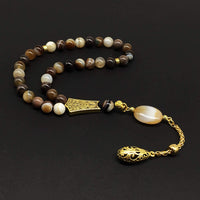 ALBATROSART -Elegance Collection- Prayer Beads-Tesbih-Tasbih-Tasbeeh-Misbaha-Masbaha-Subha-Sebha-Sibha-Rosary (Banded Agate Stone (8mm -33 Beads)