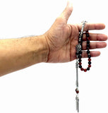 ALBATROSART Design - New Long & Stylist Tassels Worry Beads - Prayer Beads (8 mm-33 Beads) Tesbih-Tasbih-Tasbeeh-Misbaha-Subha-Sebha-Sibha-Rosary (Miracle Agate Stone - Twin Tassel)