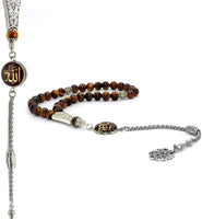 ALBATROSART Design -Tiger Eye Stone Series Worry Beads - Prayer Beads (8 mm-33 Beads) Tesbih-Tasbih-Tasbeeh-Misbaha-Masbaha-Subha-Sebha-Sibha-Rosary (Allah Tassel- Collection (8 mm -33 Beads))