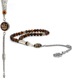 ALBATROSART Design -Tiger Eye Stone Series Worry Beads - Prayer Beads (8 mm-33 Beads) Tesbih-Tasbih-Tasbeeh-Misbaha-Masbaha-Subha-Sebha-Sibha-Rosary (Allah Tassel- Collection (8 mm -33 Beads))