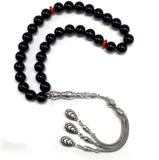 Black Glass Prayer Beads Tesbih Tasbih Tasbeeh Misbaha Subha Sebha Sibha Rosary (Black Glass -10 mm 33- Beads)