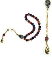 -Orient Collection-Prayer Beads-Worry Beads-Tesbih-Tasbih-Tasbeeh-Misbaha-Masbaha-Subha-Rosary (Red Agate Stone (10 mm-33 Beads)