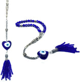 ALBATROSART Design -Handmade Evil Eye Beaded Collection Worry Beads - Prayer Beads (8 mm-33 Beads) Tesbih-Tasbih-Tasbeeh-Misbaha-Masbaha-Subha-Sebha-Sibha-Rosary (Heart)