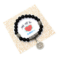 Onyx Natural Stone Bracelet with Tugra Pattern (Ethnic Wallet Gift)