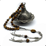 ALBATROSART Design -Tiger Eye Stone Series Worry Beads - Prayer Beads (8 mm-33 Beads) Tesbih-Tasbih-Tasbeeh-Misbaha-Masbaha-Subha-Sebha-Sibha-Rosary (Elegant Tiger Eye Natural Stone -8 mm 33 Beads-)