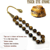 ALBATROSART Design -Relaxing Stress Relief Big Beads Prayer Beads, Worry Beads, EFE Tesbih, Maskot Tesbih, Tasbih, Rosary (Tiger Eye Natural Stone Beads and Bracelet- 12 mm-17 Beads-)