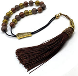 Greek KOMBOLOI Series Worry Beads Begleri Pony Anxiety Beads Rosary Relaxation Stress Relief (Matte Style Faceted Brown Hematite Beads (10 mm, 19 Beads )