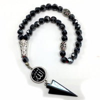 ALBATROSART Special -Allah Tassel- Collection -Worry Beads - Prayer Beads-Tesbih-Tasbih-Tasbeeh-Misbaha-Masbaha-Subha-Sebha-Sibha (Star Cut Faceted Black Hematite 33 Beads & Bracelet)