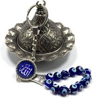 ALBATROSART -Keychain Collection with Allah -Handbag Holders (10mm Diameter Evil Eye Beads)