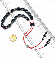 Greek KOMBOLOI Series Worry Beads Begleri Pony Anxiety Beads Rosary Relaxation Stress Relief (Black Hematite Twisted Oval -12x8 mm- 17 Beads)