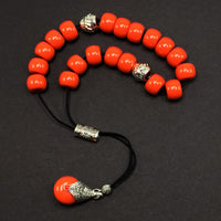 Greek KOMBOLOI Series Worry Beads Begleri Pony Anxiety Beads Rosary Relaxation Stress Relief  (Candy Apple Red Resin Drum -13X9 mm- 19 Big Beads)