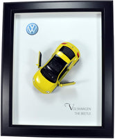 Original Volskwagen The Beetle Yellow Framed Miniature Automobile (3D) (Diecast Model Cars 1/32)