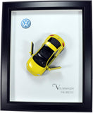 Original Volskwagen The Beetle Yellow Framed Miniature Automobile (3D) (Diecast Model Cars 1/32)