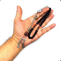 ALBATROSART -Elegance Collection- Prayer Beads-Tesbih-Tasbih-Tasbeeh-Misbaha-Masbaha-Subha-Sebha-Sibha-Rosary (Faceted Black Jade Stone (8mm -33 Beads)