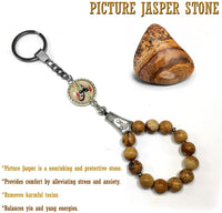 ALBATROSART -Keychain Collection with Allah -Handbag Holders (10 mm Picture Jasper Beads)