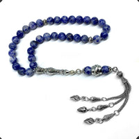 ALBATROSART -Rain Series -  (8mm -33 Beads) Worry Beads-Prayer Beads-Tesbih-Tasbih-Tasbeeh-Misbaha-Masbaha-Subha-Rosary (Blue Spot Natural Stone -8mm 33- Beads)