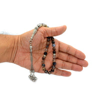 Black White Agate Stone Prayer Beads, Worry Beads (8 mm 33 beads) Sibha - Tesbih - Tasbih - Misbaha