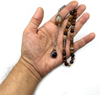 ALBATROSART -Elegance Collection- Prayer Beads-Tesbih-Tasbih-Tasbeeh-Misbaha-Masbaha-Subha-Sebha-Sibha-Rosary (Brown Banded Agate Natural Stone -8mm 33 Beads-)