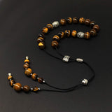 ALBATROSART Design - Greek KOMBOLOI Series- Worry Beads Begleri Pony Anxiety Beads Rosary Relaxation Stress Relief  (Tiger Eye Natural Stone Beads - 10 mm, 19 Beads-)