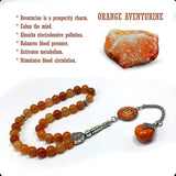 ALBATROSART -Elegance Collection- Prayer Beads-Tesbih-Tasbih-Tasbeeh-Misbaha-Masbaha-Subha-Sebha-Sibha-Rosary (Natural Orange Aventurine Stone and Teardrop Tassel Tesbih -8 mm, 33 Beads-)