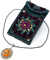 Handmade Custom Ceramic Tile Necklace-1 (Turkish Traditional Iznik Tile Art—Waxed Cotton Cord)