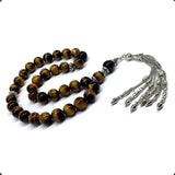 ALBATROSART Design -Tiger Eye Stone Series Worry Beads - Prayer Beads Tesbih-Tasbih-Tasbeeh-Misbaha-Masbaha-Subha-Sebha-Sibha-Rosary (Big Beads --12 mm-33 Beads-)