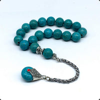 Relaxing Stress Relief Big Beads Prayer Beads, Worry Beads, EFE Tesbih, Maskot Tesbih, Tasbih, Rosary (12mm-17 Synthetic Turquoise Beads)