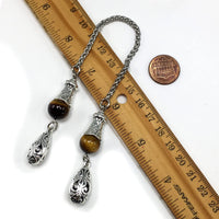 Greek KOMBOLOI Series Worry Beads Begleri Pony Anxiety Beads Rosary Relaxation Stress Relief (BEGLERİ -Stainless Steel Chain Tiger Eye -12 mm-Beads and Tiger Eye Bracelet)