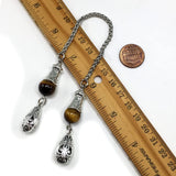 ALBATROSART Design - Greek KOMBOLOI Series Worry Beads Begleri Pony Anxiety Beads Rosary Relaxation Stress Relief  (BEGLERİ -Stainless Steel Chain and Tiger Eye -12 mm-Beads)