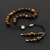 ALBATROSART Design - Greek KOMBOLOI Series- Worry Beads Begleri Pony Anxiety Beads Rosary Relaxation Stress Relief (Tiger Eye Natural Stone Beads - (8 mm, 21 Beads)