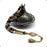 ALBATROSART -Elegance Collection- Prayer Beads-Tesbih-Tasbih-Tasbeeh-Misbaha-Masbaha-Subha-Sebha-Sibha-Rosary (Banded Agate Stone (8mm -33 Beads)