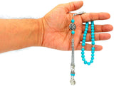 Synthetic Turquoise Natural Stone Prayer Beads (8 mm-33 Beads) Tesbih-Tasbih-Tasbeeh-Misbaha-Masbaha-Subha