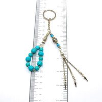 -FREE GIFT POUCH- Unique Design Turquoise Worry Beads & Keychain Together-Worry Beads (10 & 8 mm)